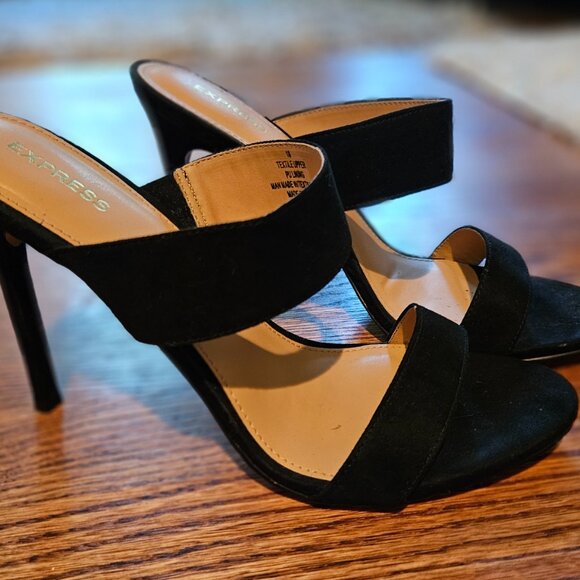 Express black, microsuede, open toe heels - Picture 3 of 3